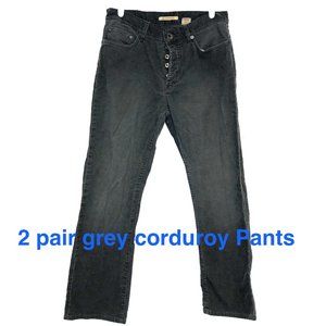lot 2 pair John Varvatos grey corduroy button fly